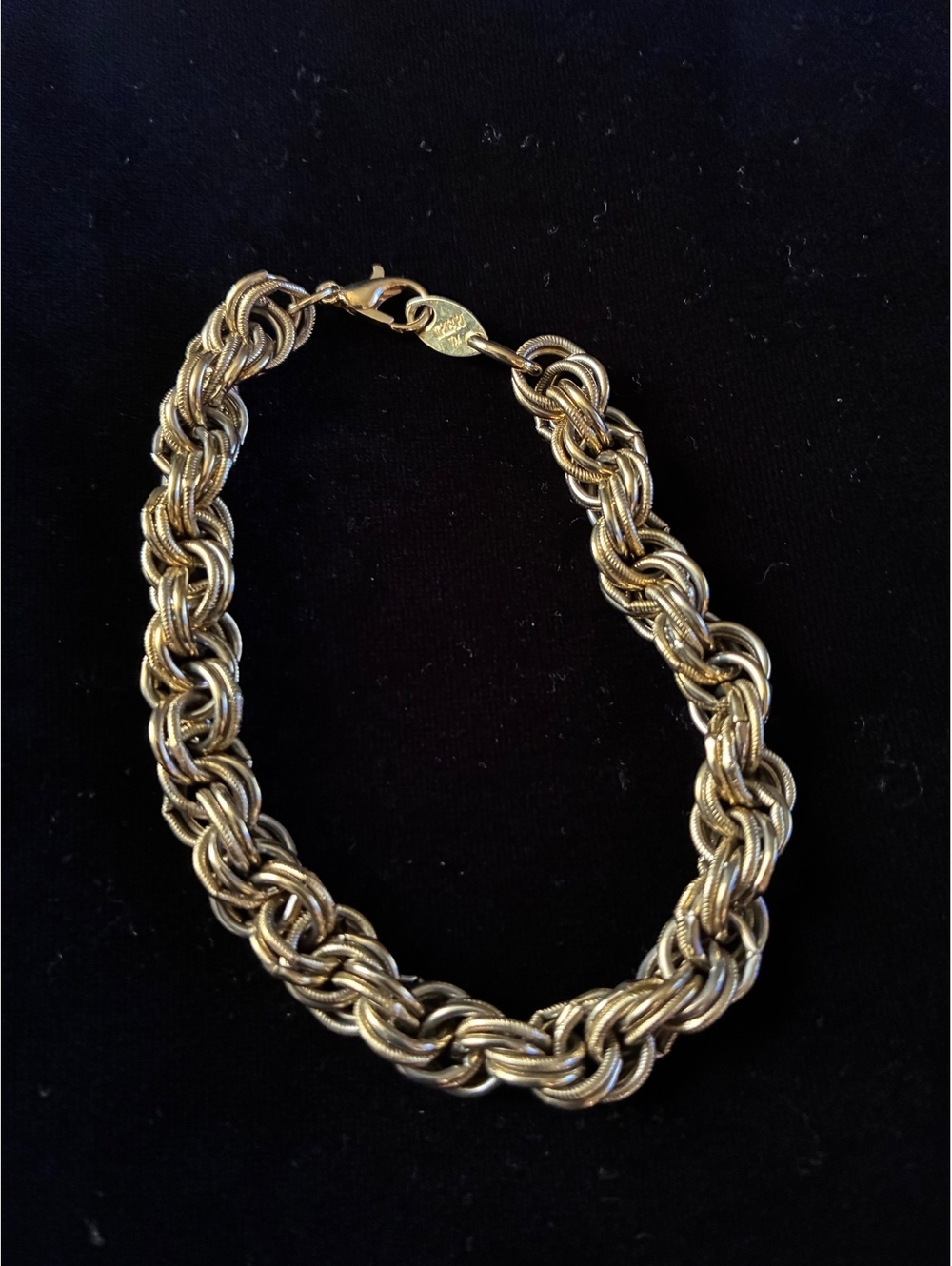 Vintage Trifari Gold Tone Byzantine Chain Link Bracelet 7.5”